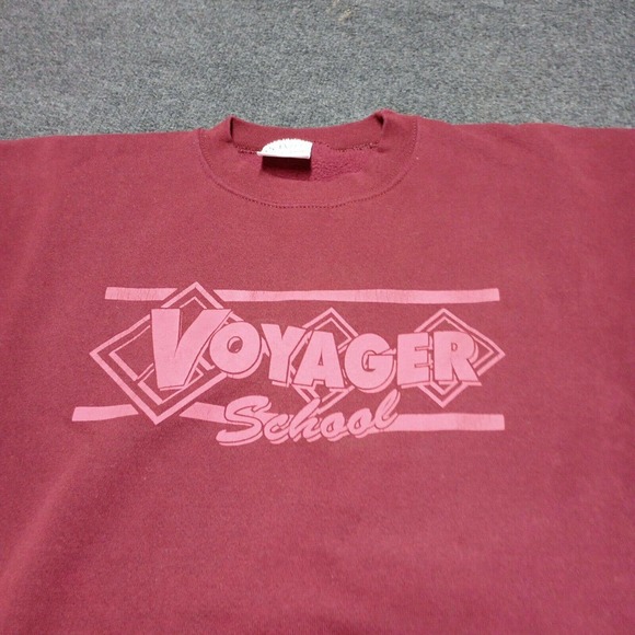 VINTAGE Voyager School Sweater Maroon 2XL XXL Santee Heavyweight USA Made - Picture 2 of 8
